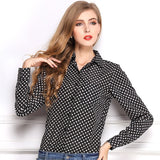 2015 European Style New Fashion Office Lady Polka Dot Long Sleeve Female Elegant Shirt Casual Chiffon Blouse Blusas Femininas