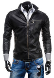 2015 Free shipping New Early Spring Men's Leisure zipper multi-pocket collar PU leather,Men's Fashion.